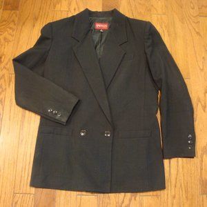 Sasson Vintage Blazer For Women Size 10 Padded Shoulders Button Front Black
